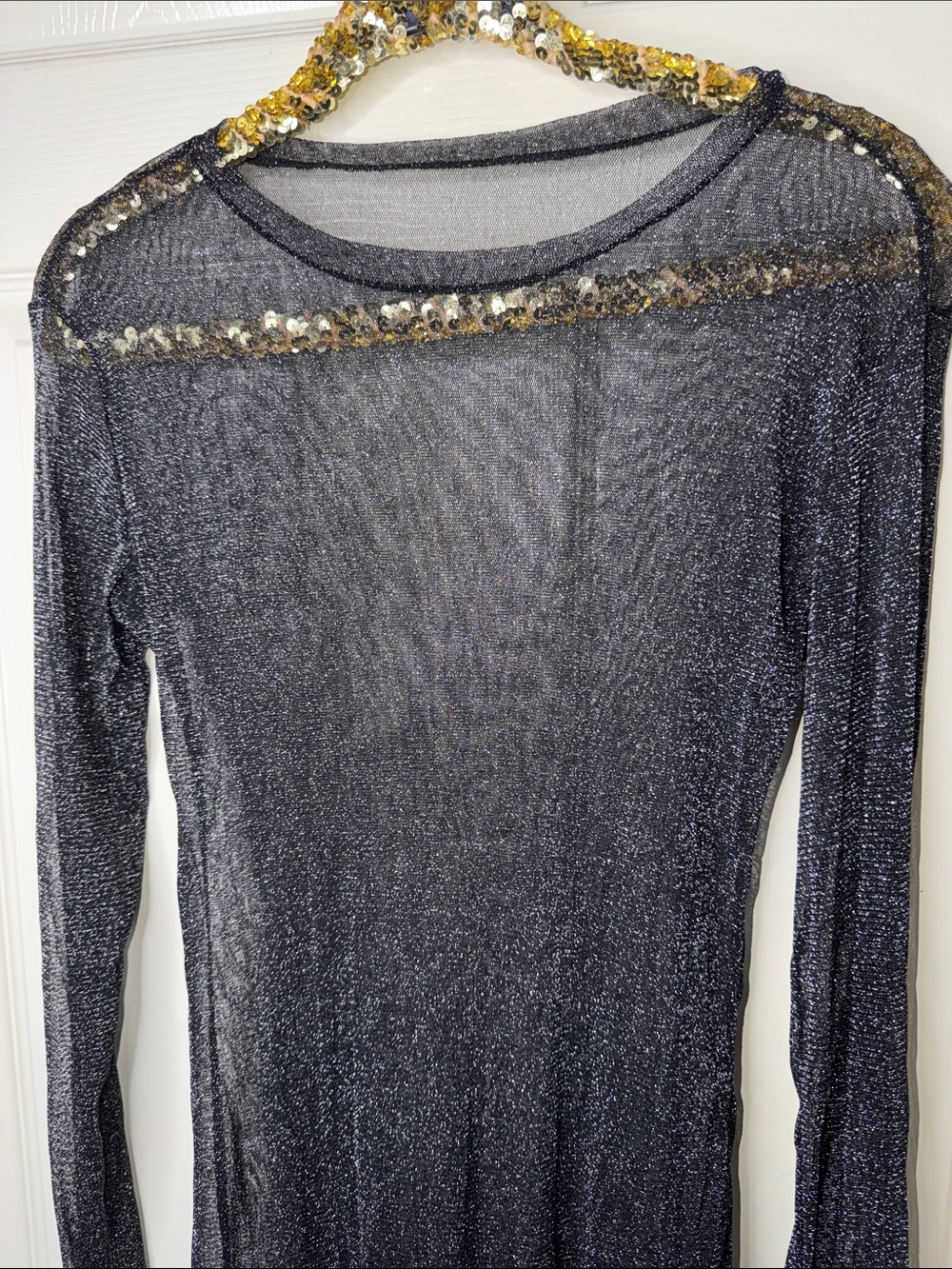 Sheer Black Sparkle Long Sleeve dress - Picture 3 of 4